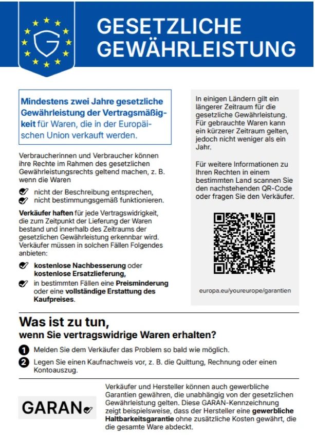 EU-Label Gesetzliche Gewährleistung